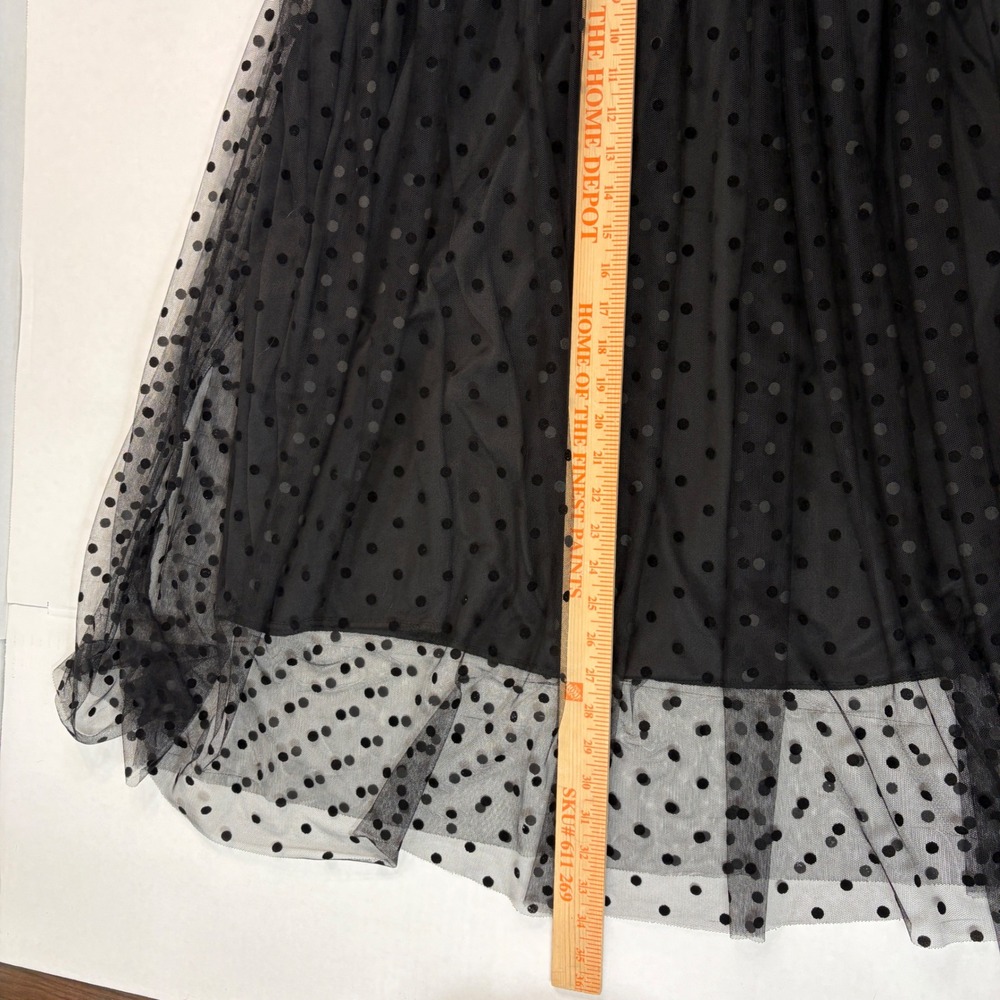Metro Wear Polka Dot Tulle Midi Skirt Plus Size1X Black Sheer Overlay goth - Picture 5 of 9